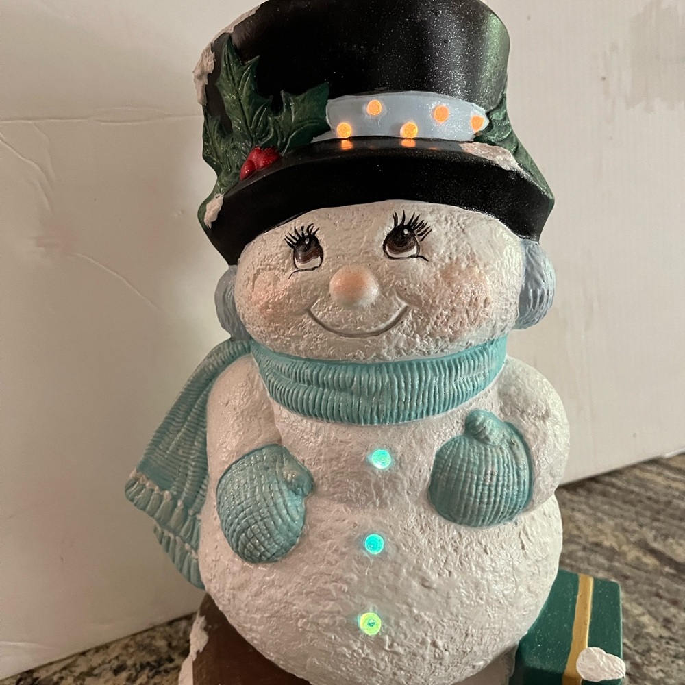 Charming Black and Blue Snowman Holiday Decor